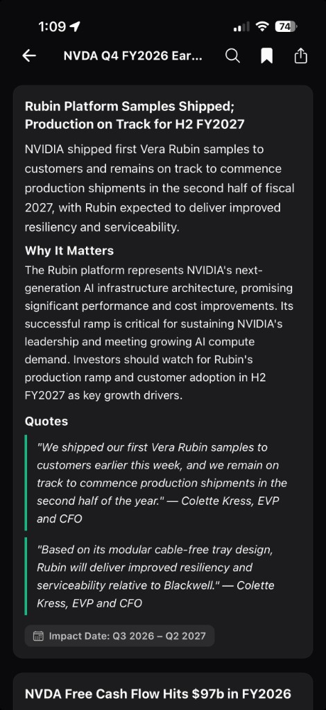 Catalyst NVDA earnings insight with Why It Matters analysis, executive quotes, and impact date
